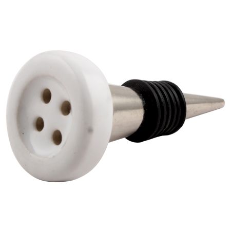 White Ceramic Button Wine Stopper